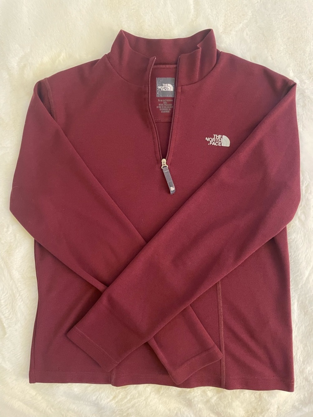 The North Face Women's Burgundy Vintage Quarter-Zip LongSleeve Top Outdoorsy Y2K - Picture 2 of 15